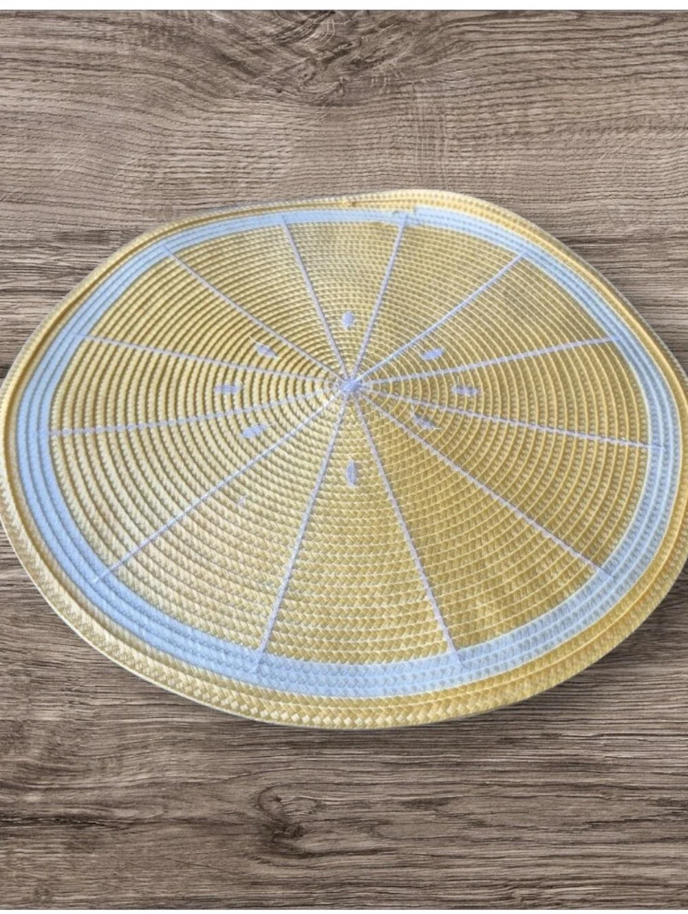Yellow and White Round Woven Placemat - Home Accents 1pc